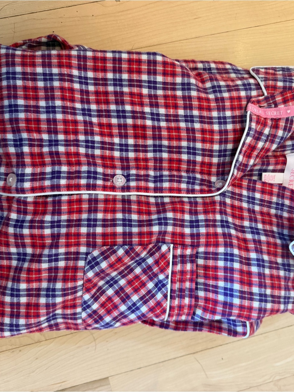 Victoria's Secret Red Plaid Pajama Set - Button-Up Top & Drawstring Pants cotton - Picture 15 of 15